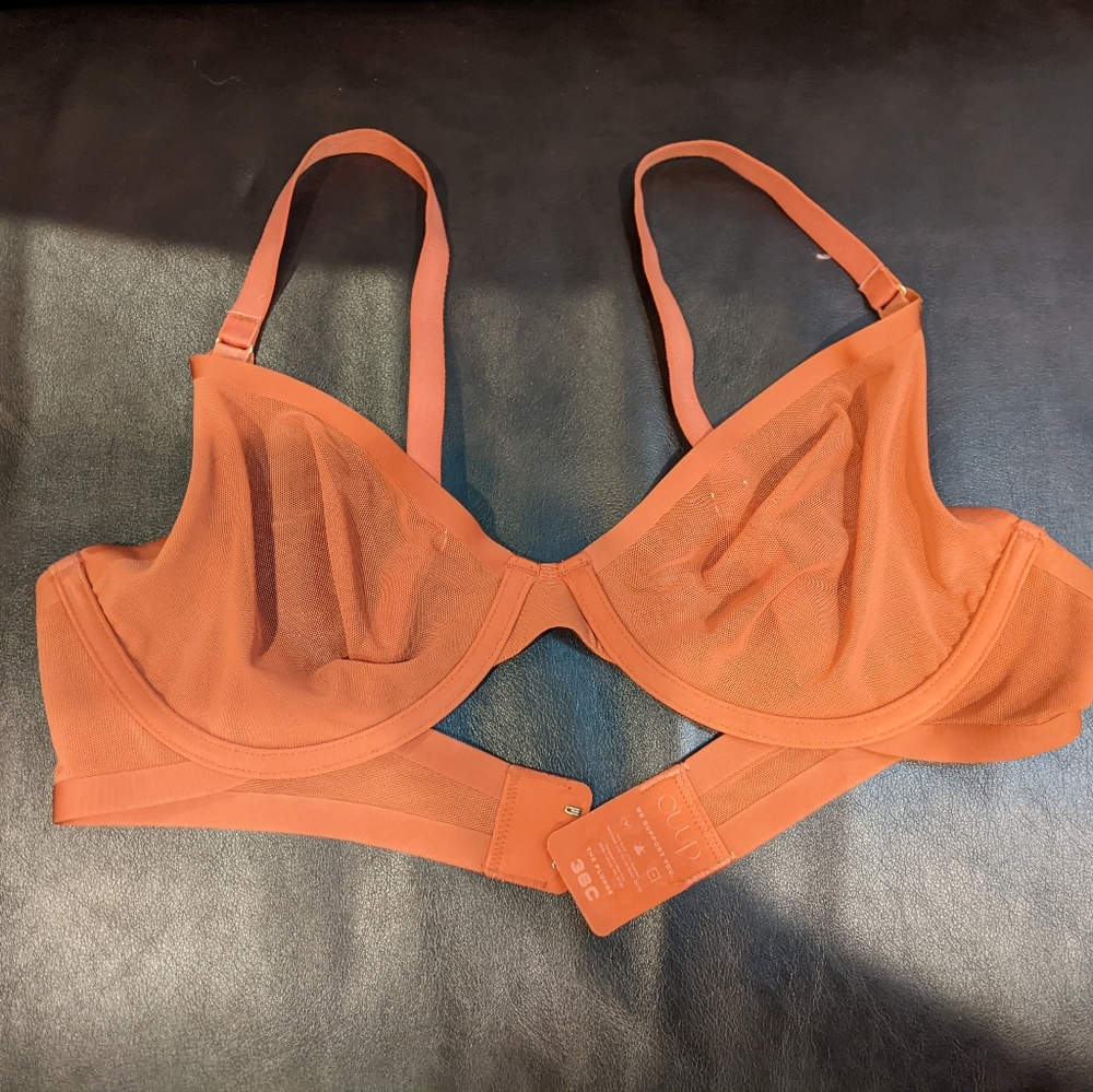 CUUP The Plunge Mesh Bra 36C Rust